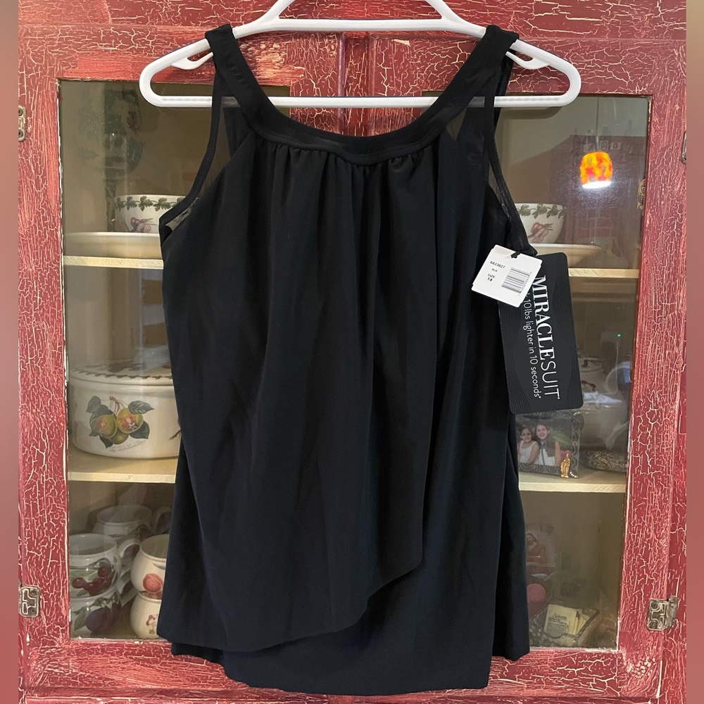 MiracleSuit black tankini, size 14